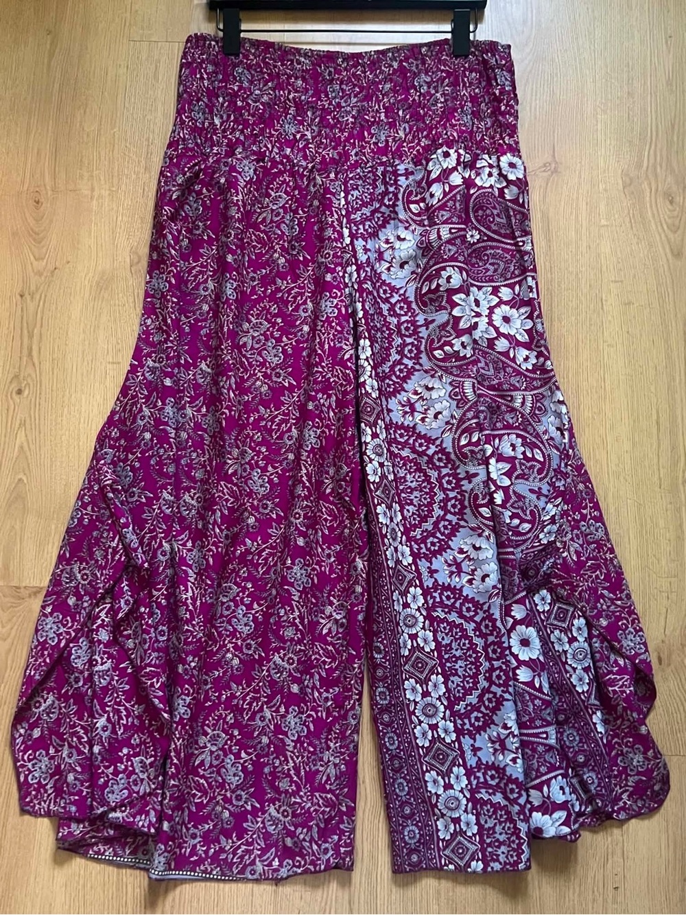 Women's Wide Leg Printed Palazzo Pants in Magenta Floral